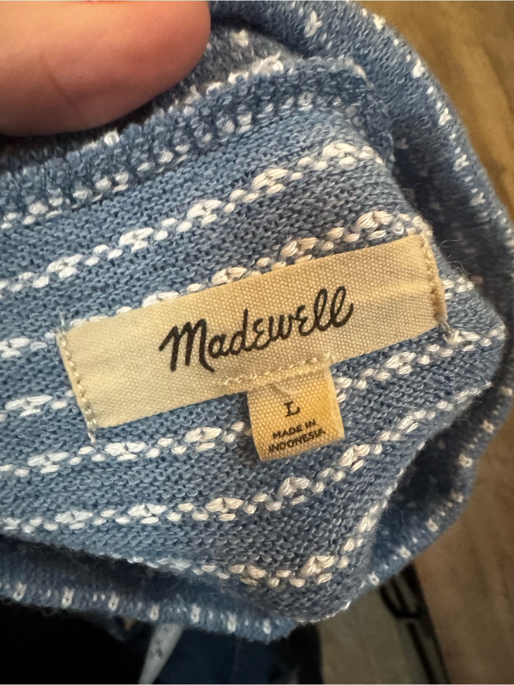 Madewell Light Blue Mock Neck Textured Top - Picture 5 of 9